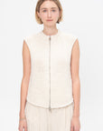 Handmade Sleveless Zipped Cardigan, Ivory