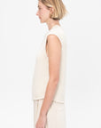 Handmade Sleveless Zipped Cardigan, Ivory
