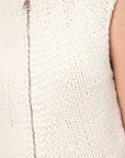 Handmade Sleveless Zipped Cardigan, Ivory