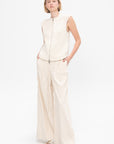 Handmade Sleveless Zipped Cardigan, Ivory