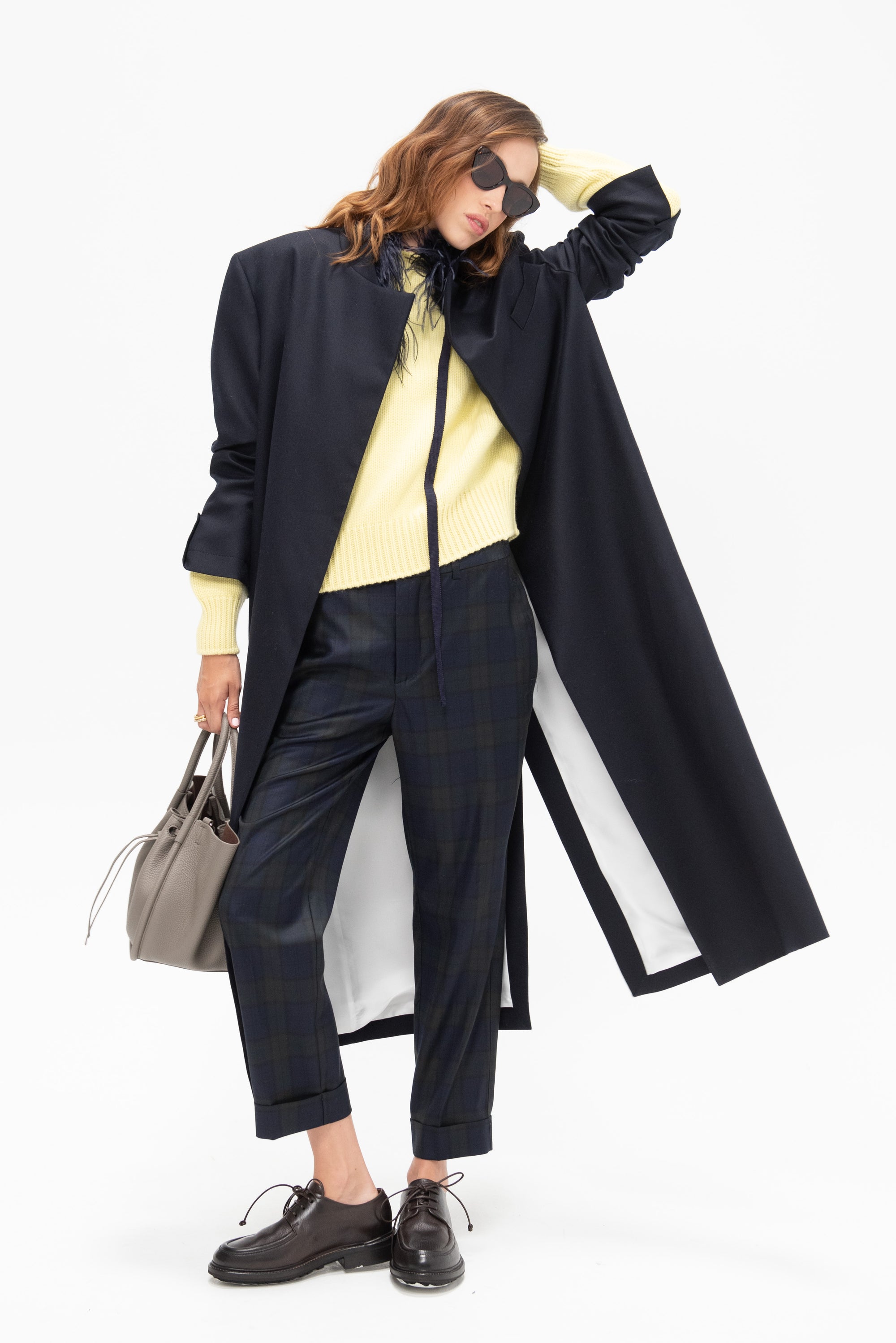 Angela Trousers, Navy &amp; Green