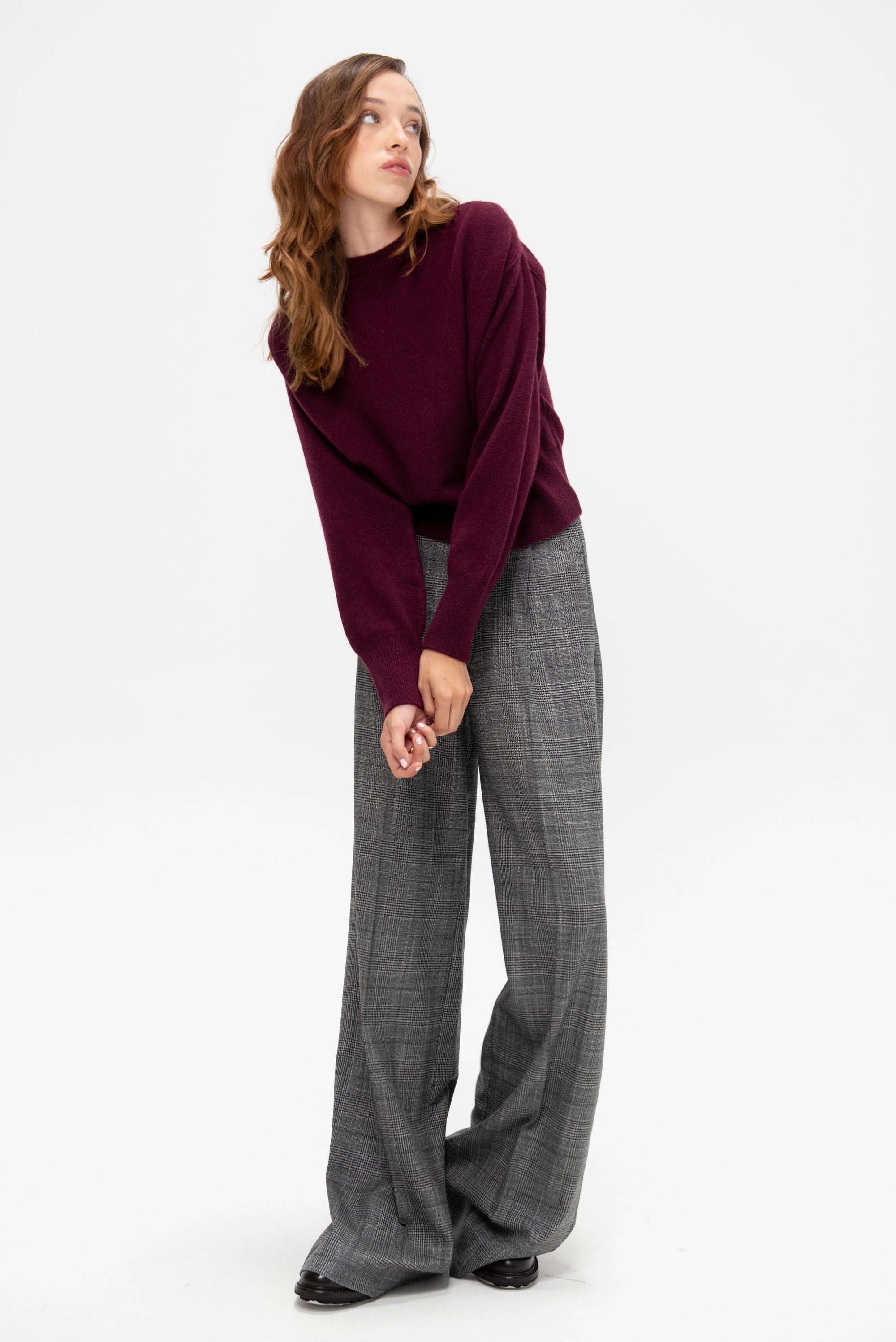 Round Neck Sweater, Bordeaux