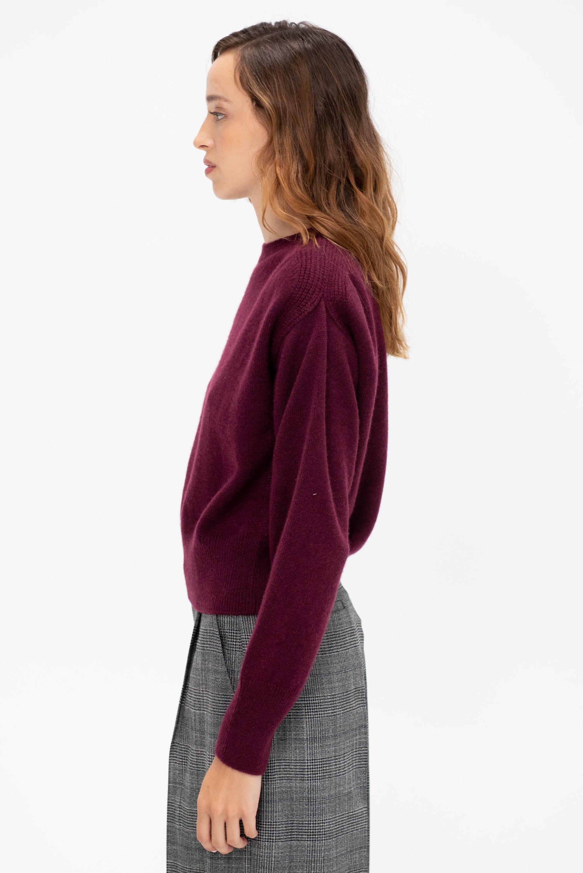 Round Neck Sweater, Bordeaux