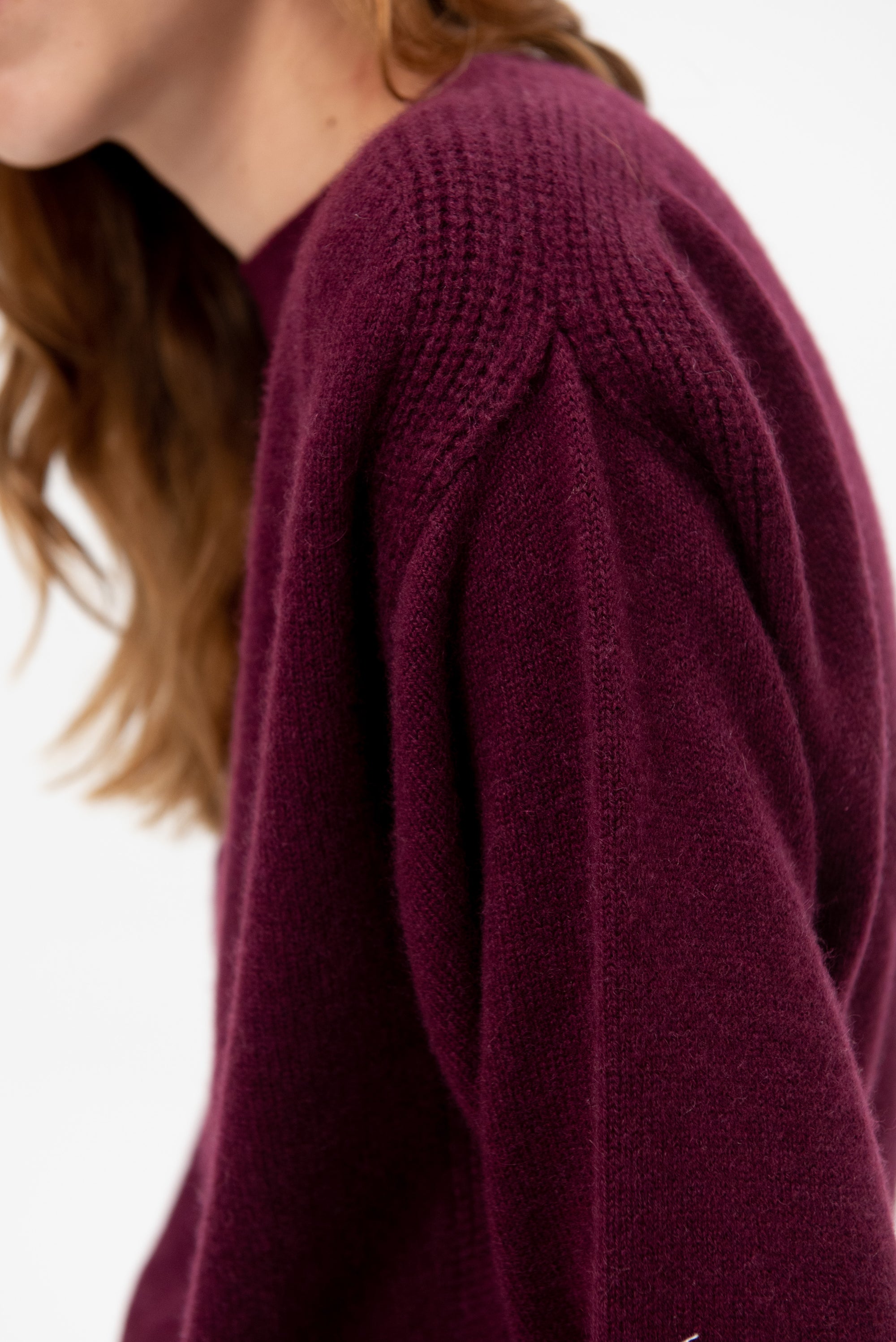 Round Neck Sweater, Bordeaux