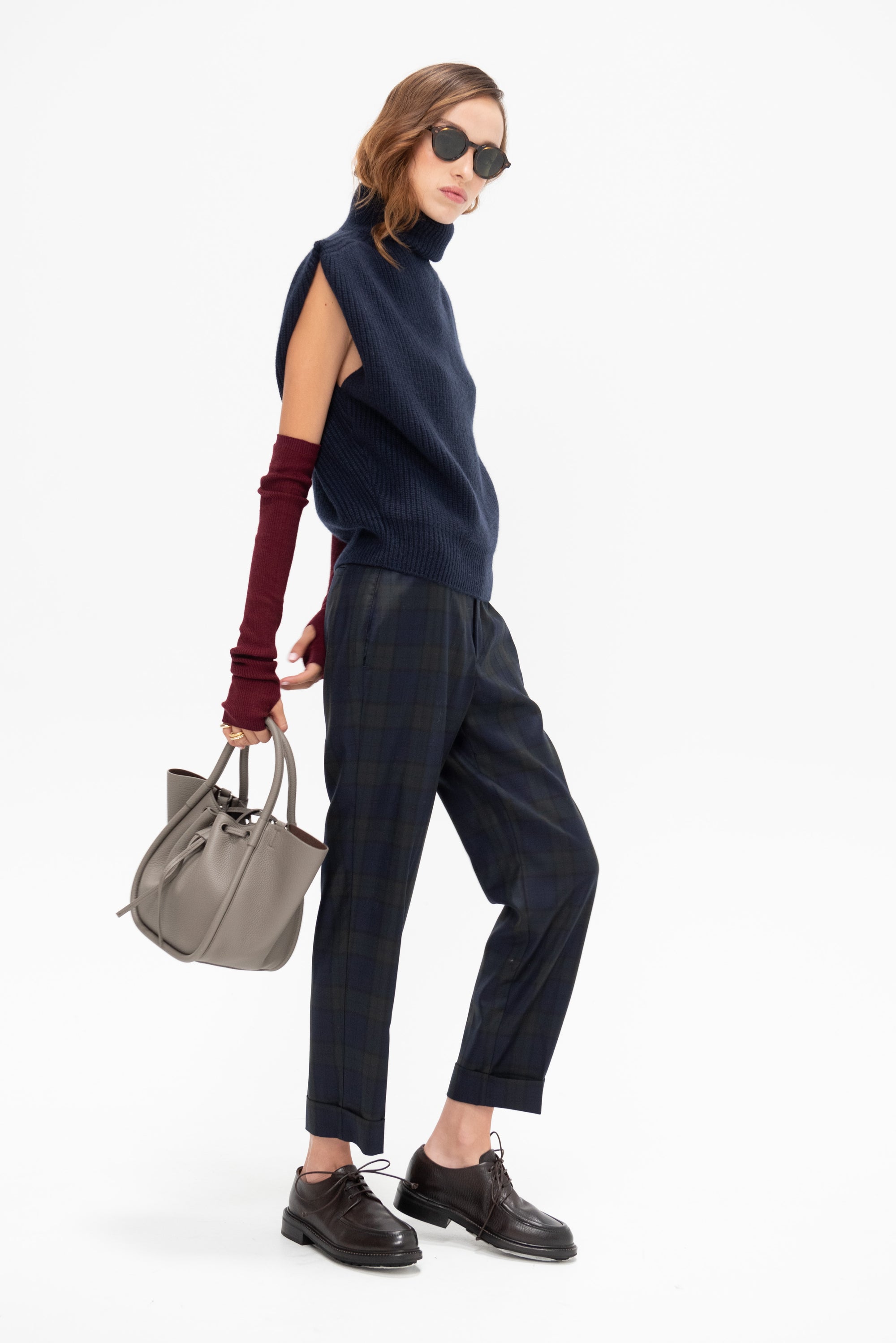Sleeveless High Neck Top, Navy