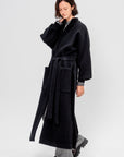 Isabella Cashmere Blend Kimono Coat, Black