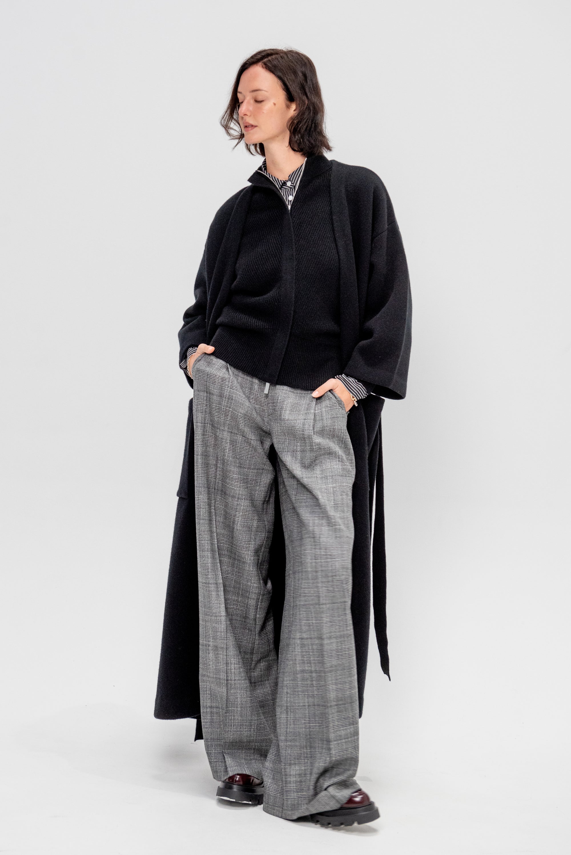 Isabella Cashmere Blend Kimono Coat, Black