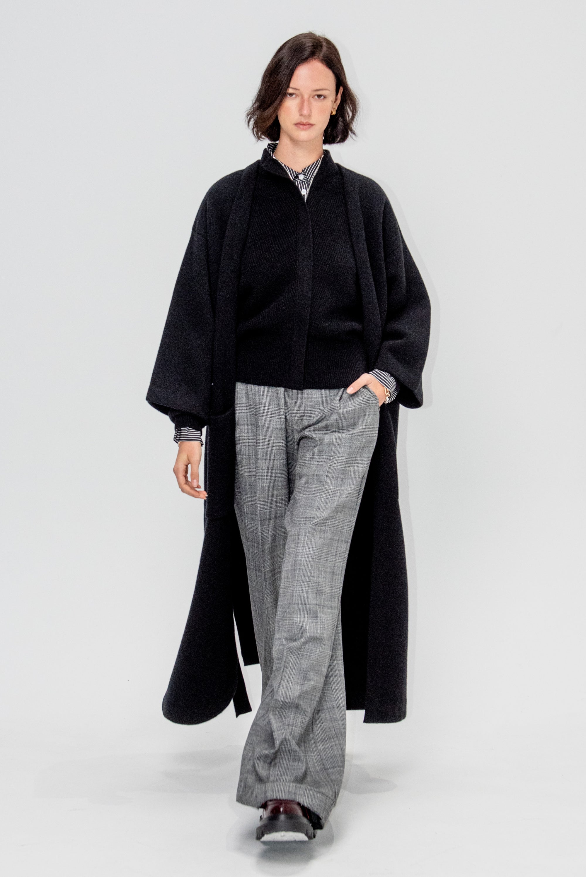 Isabella Cashmere Blend Kimono Coat, Black