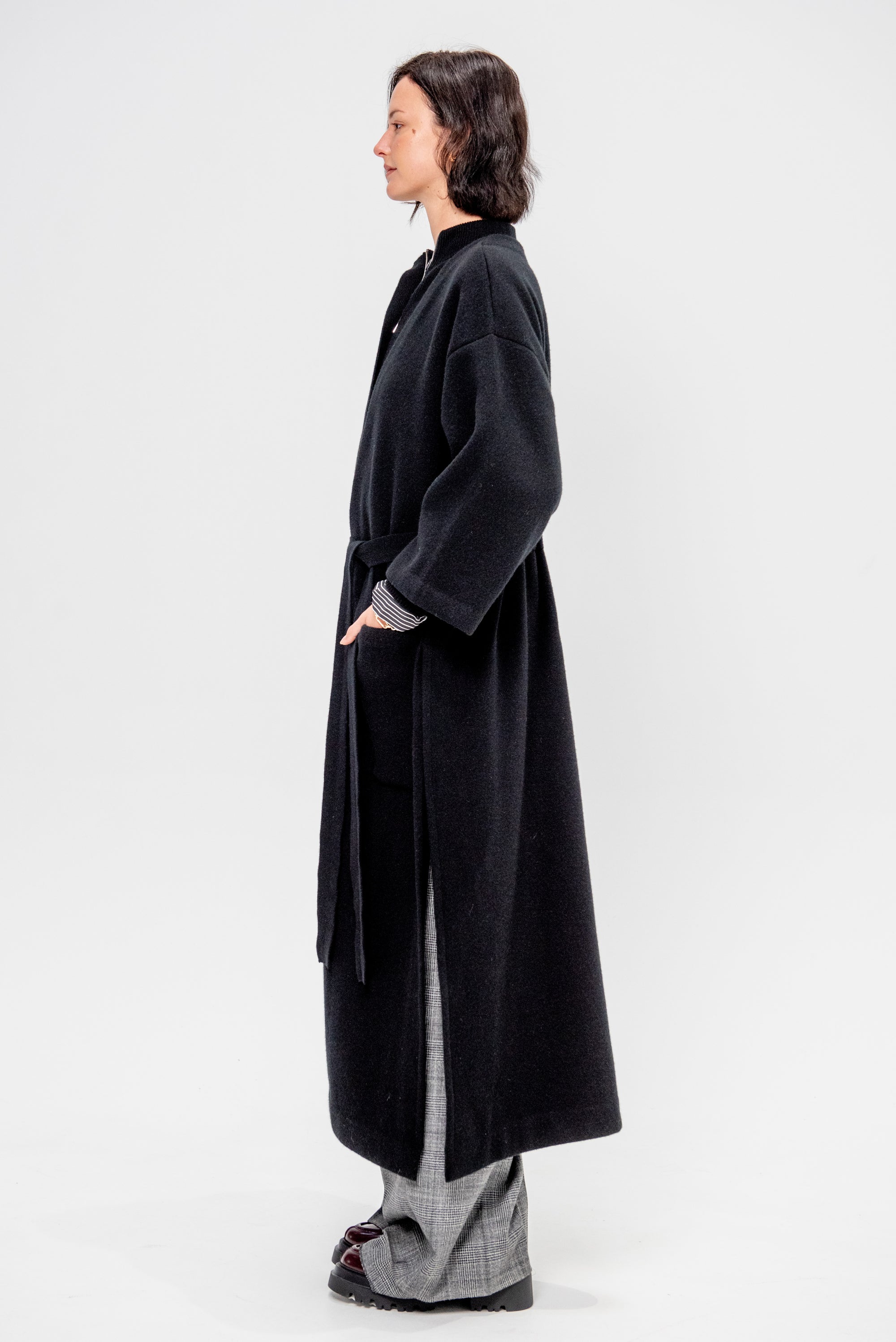 Isabella Cashmere Blend Kimono Coat, Black