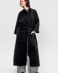 Isabella Cashmere Blend Kimono Coat, Black