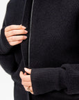 Minerva English Ribbed Zipped Bat Wing Bomber Cardi, Black