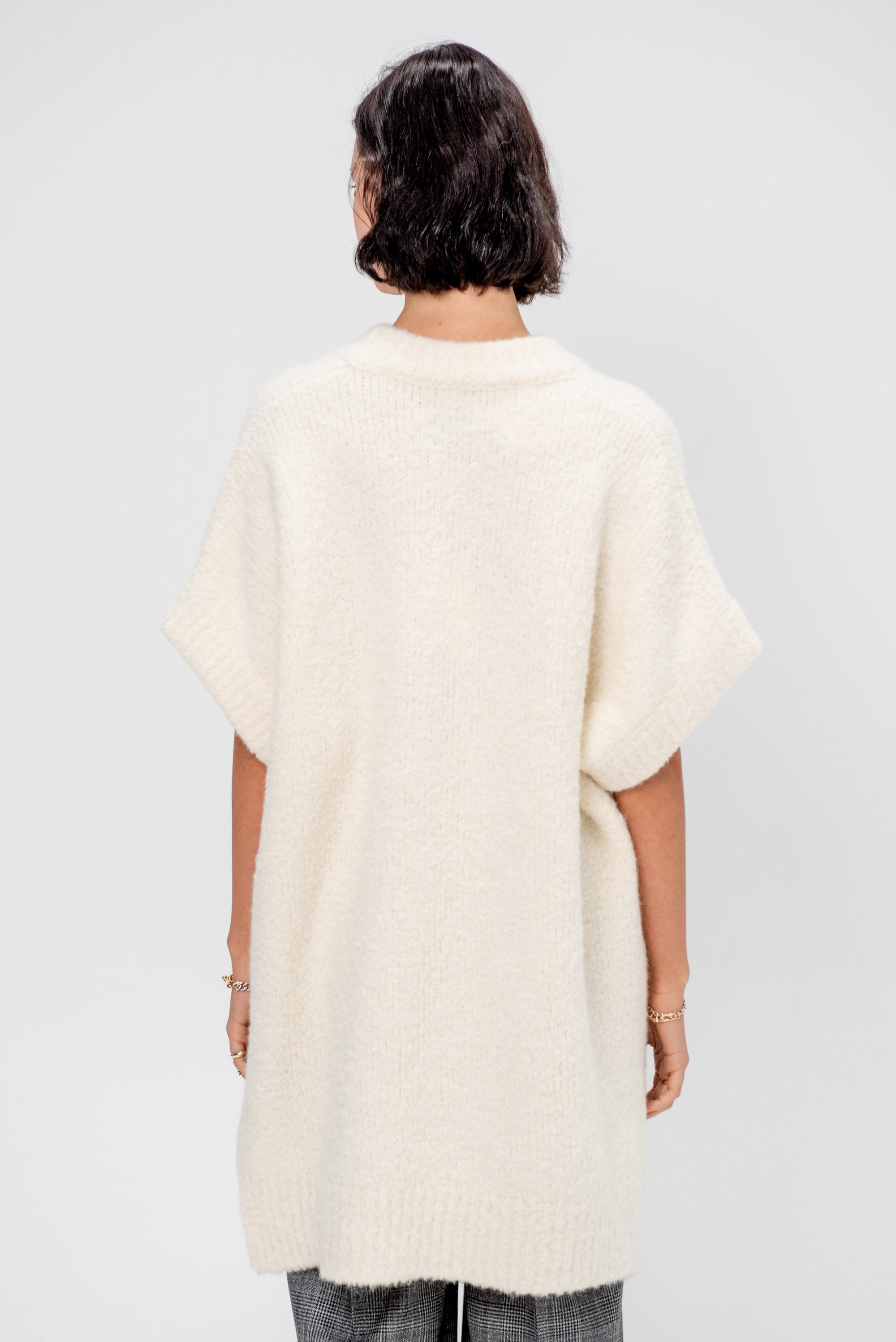 Teddy V Neck Sweater Dress, Ivory