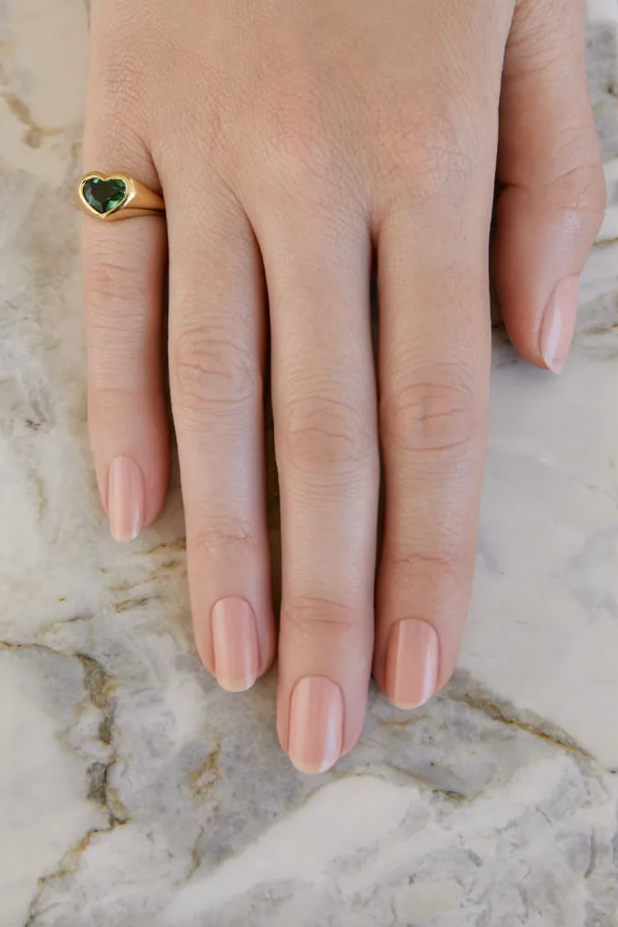 SAUER - Heart Ring, Green Tourmaline