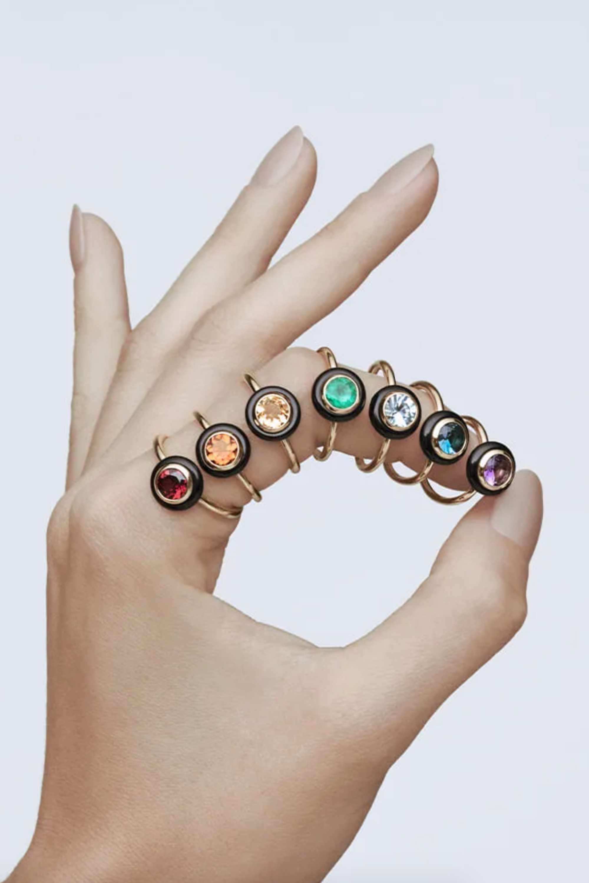 SAUER - Chakra Frames Emerald Ring, Yellow Gold
