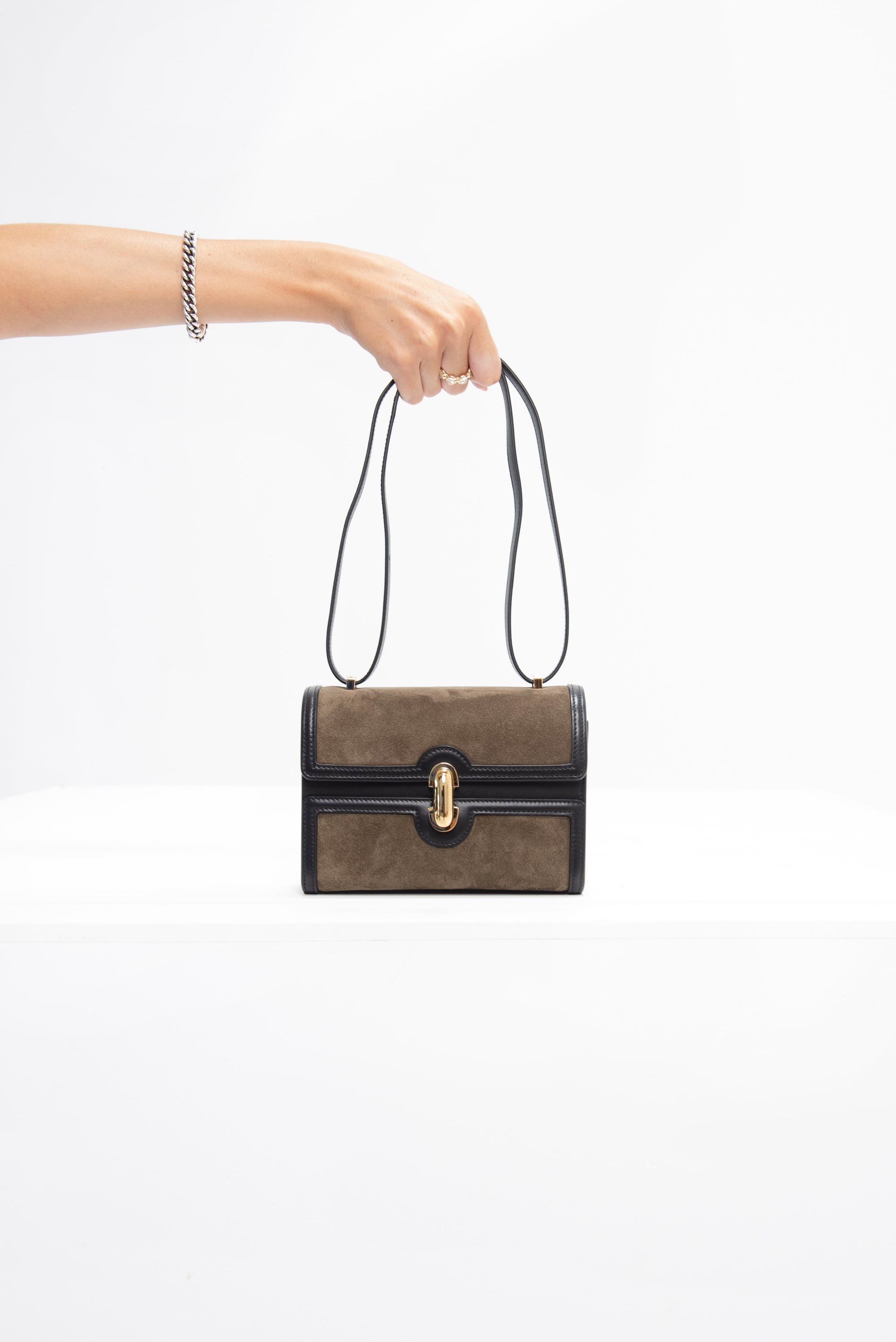 SAVETTE - Symmetry 19 with Black Leather Trim, Mink Suede