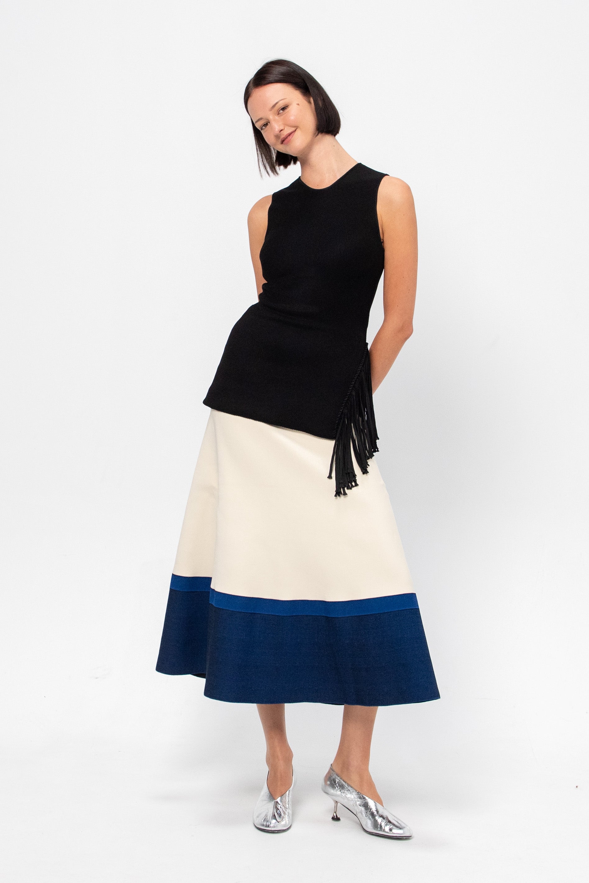 Roma Skirt, Off-White / Blue / Black