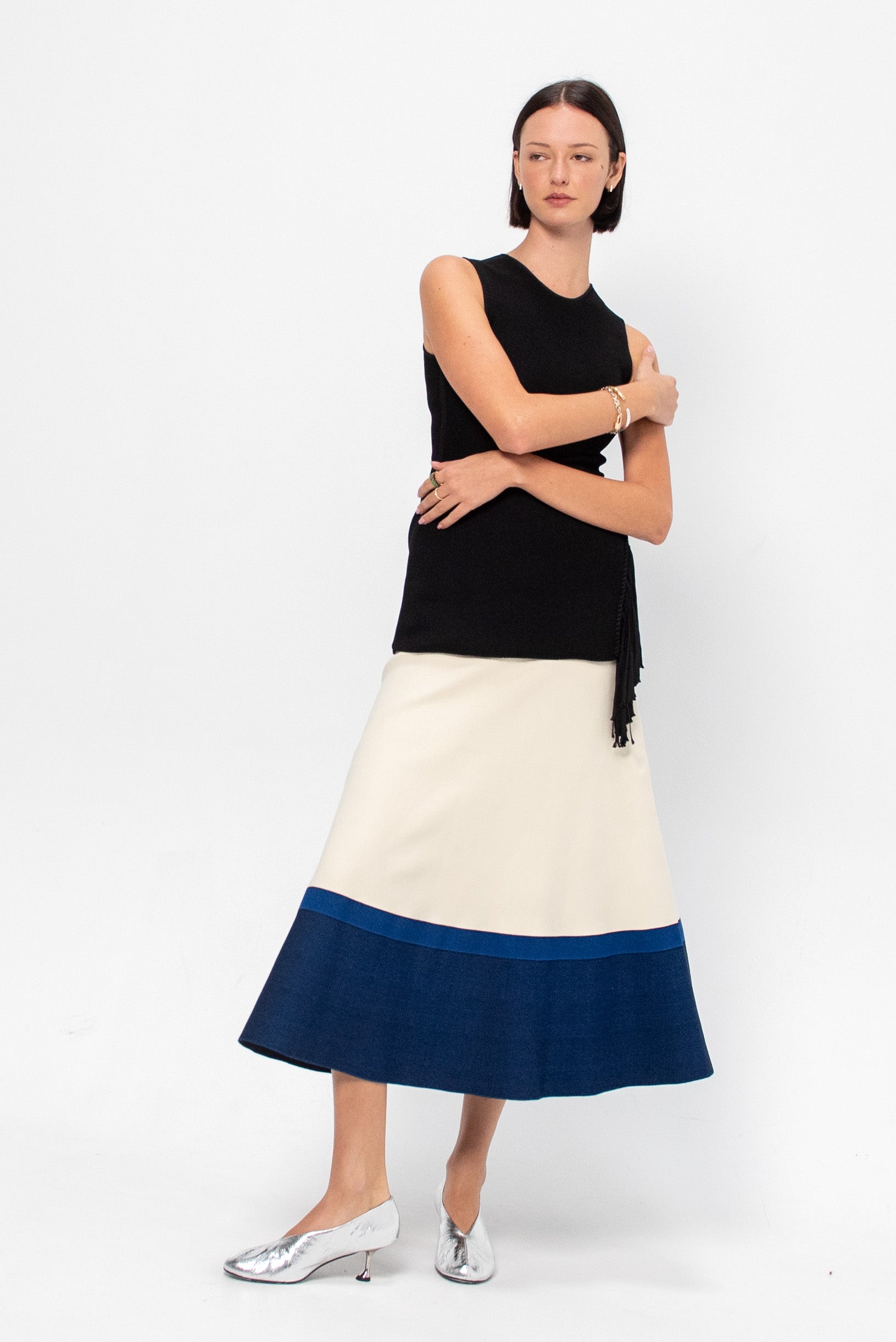 Roma Skirt, Off-White / Blue / Black
