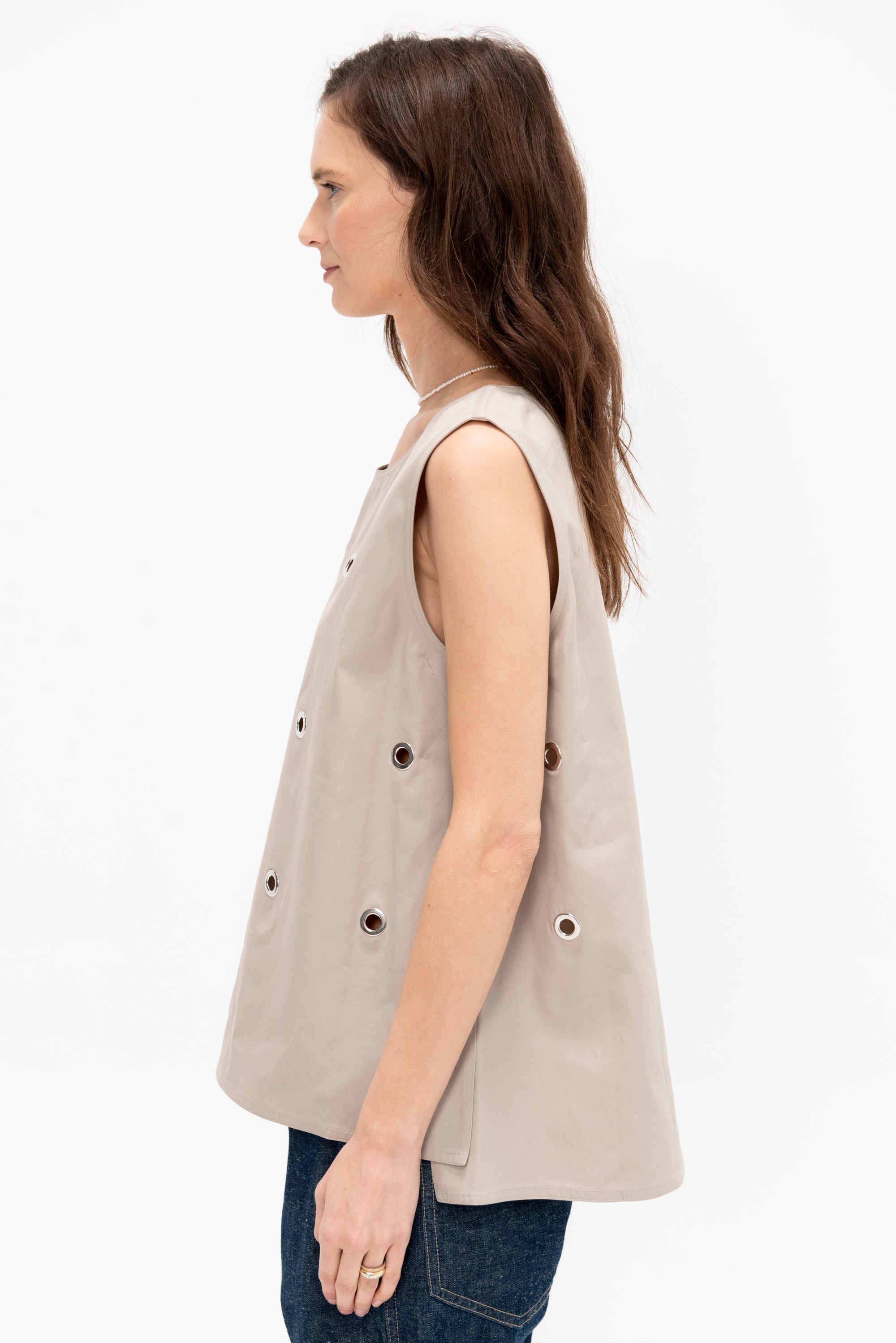 Cotton Top With Eyelets, Sand