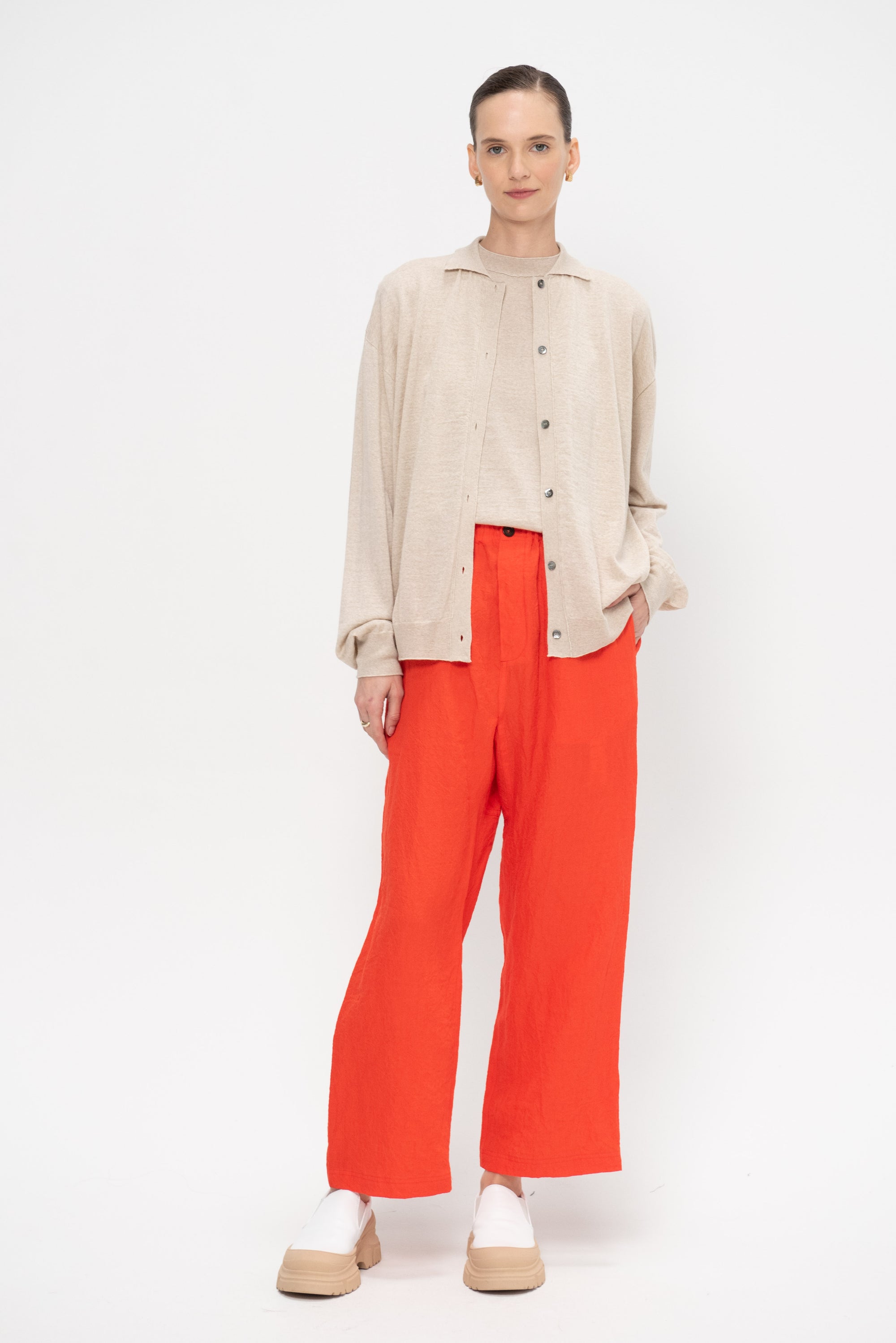 Mary FROI - Long Sleeve Knit Top, Oatmeal