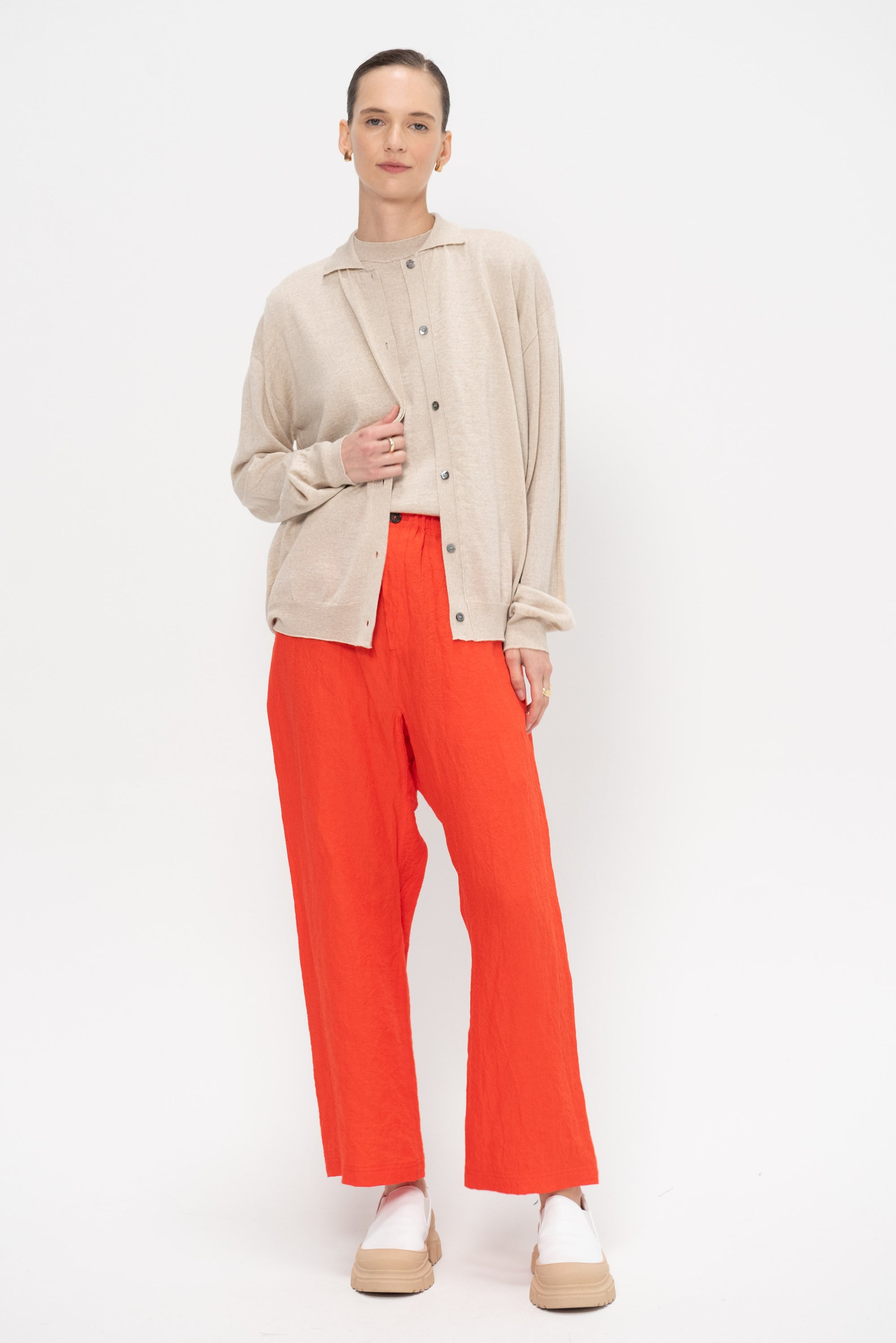 Mary FROI - Long Sleeve Knit Top, Oatmeal