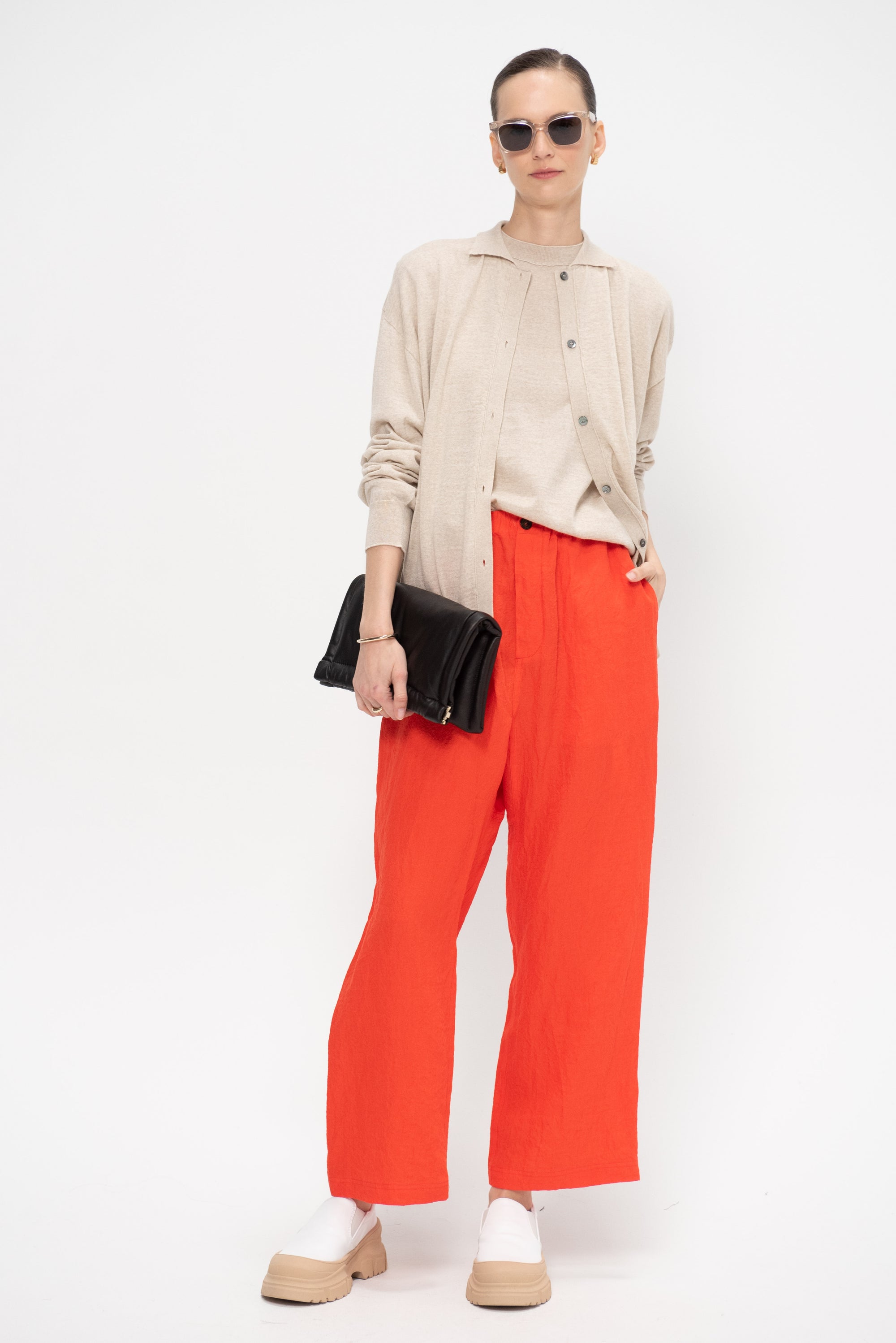 Mary FROI - Long Sleeve Knit Top, Oatmeal