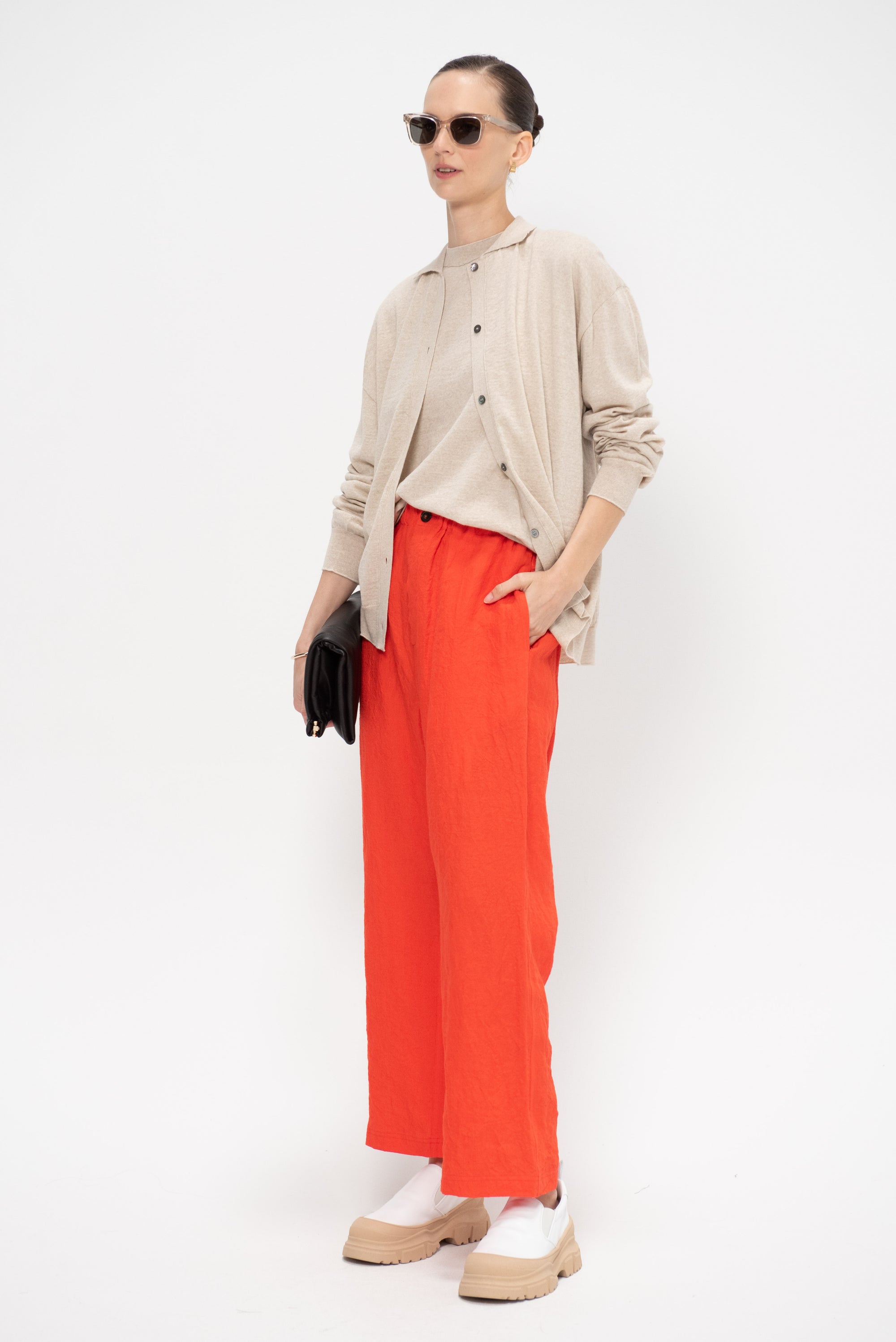 Mary FROI - Long Sleeve Knit Top, Oatmeal