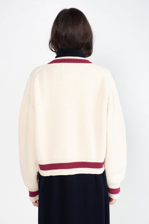 Sofie D'Hoore - Molly Merino V-Neck Cardigan, Ecru & Berry