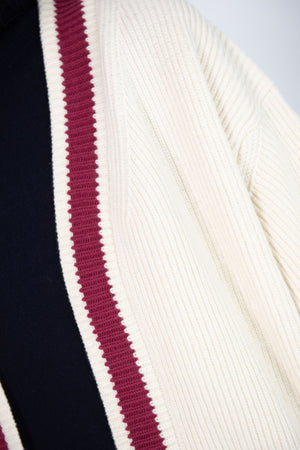 Sofie D'Hoore - Molly Merino V-Neck Cardigan, Ecru & Berry