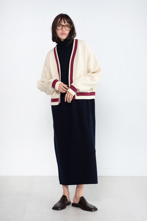 Sofie D'Hoore - Molly Merino V-Neck Cardigan, Ecru & Berry