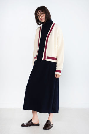 Sofie D'Hoore - Molly Merino V-Neck Cardigan, Ecru & Berry