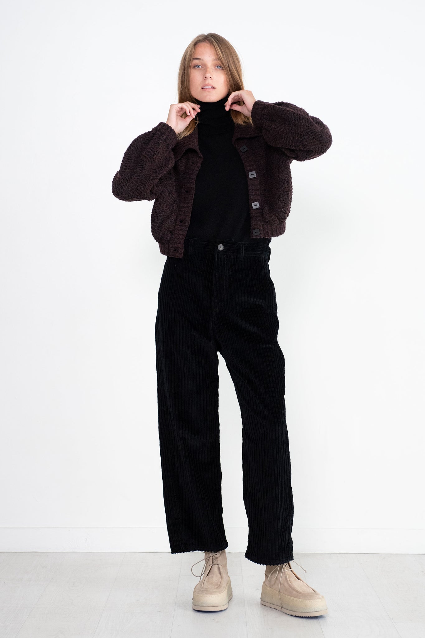 Sofie D'Hoore - Pellet Curl - Large Ribbed Corduroy Pants, Black