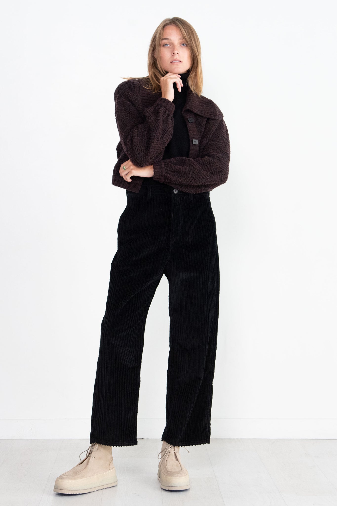 Sofie D'Hoore - Pellet Curl - Large Ribbed Corduroy Pants, Black