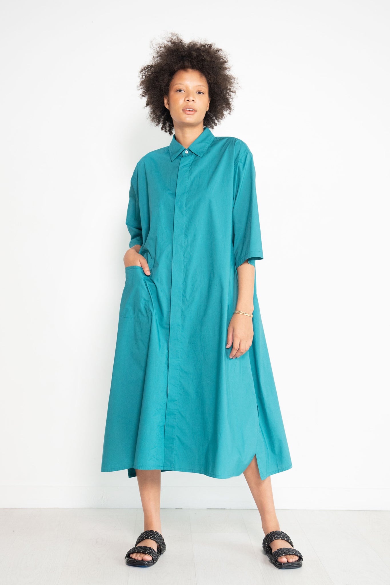 Sofie D'Hoore - Dillion Cotton Poplin Shirtdress, Topaz Green