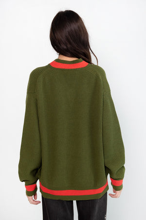 Sofie D'Hoore - Mark V-Neck Sweater, Moss & Poppy