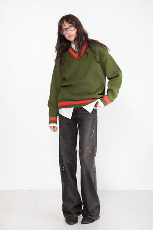 Sofie D'Hoore - Mark V-Neck Sweater, Moss & Poppy