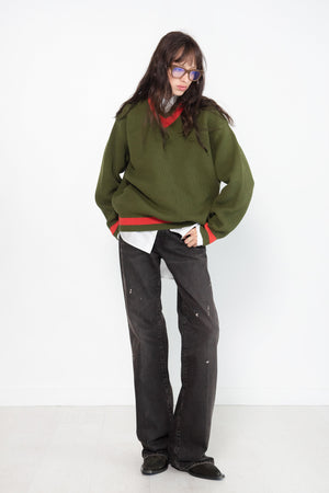 Sofie D'Hoore - Mark V-Neck Sweater, Moss & Poppy