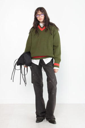 Sofie D'Hoore - Mark V-Neck Sweater, Moss & Poppy