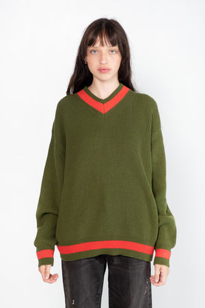 Sofie D'Hoore - Mark V-Neck Sweater, Moss & Poppy