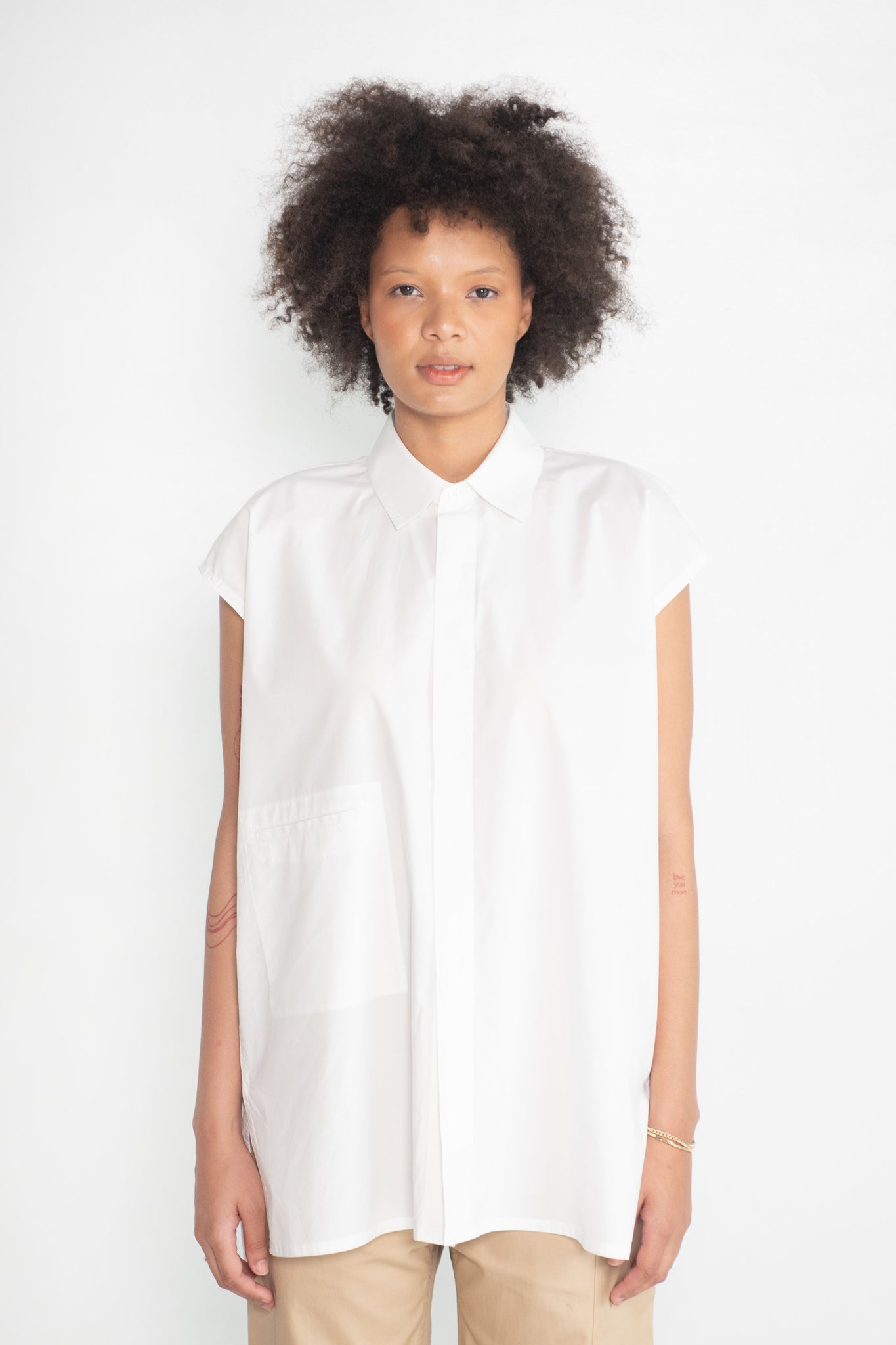 Sofie D'Hoore - Babette Cotton Poplin Sleeveless Shirt, White