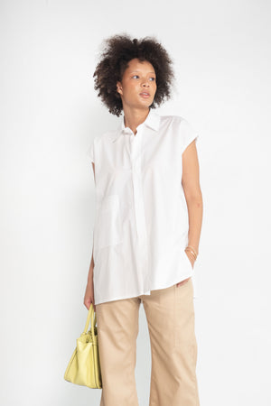 Sofie D'Hoore - Babette Cotton Poplin Sleeveless Shirt, White