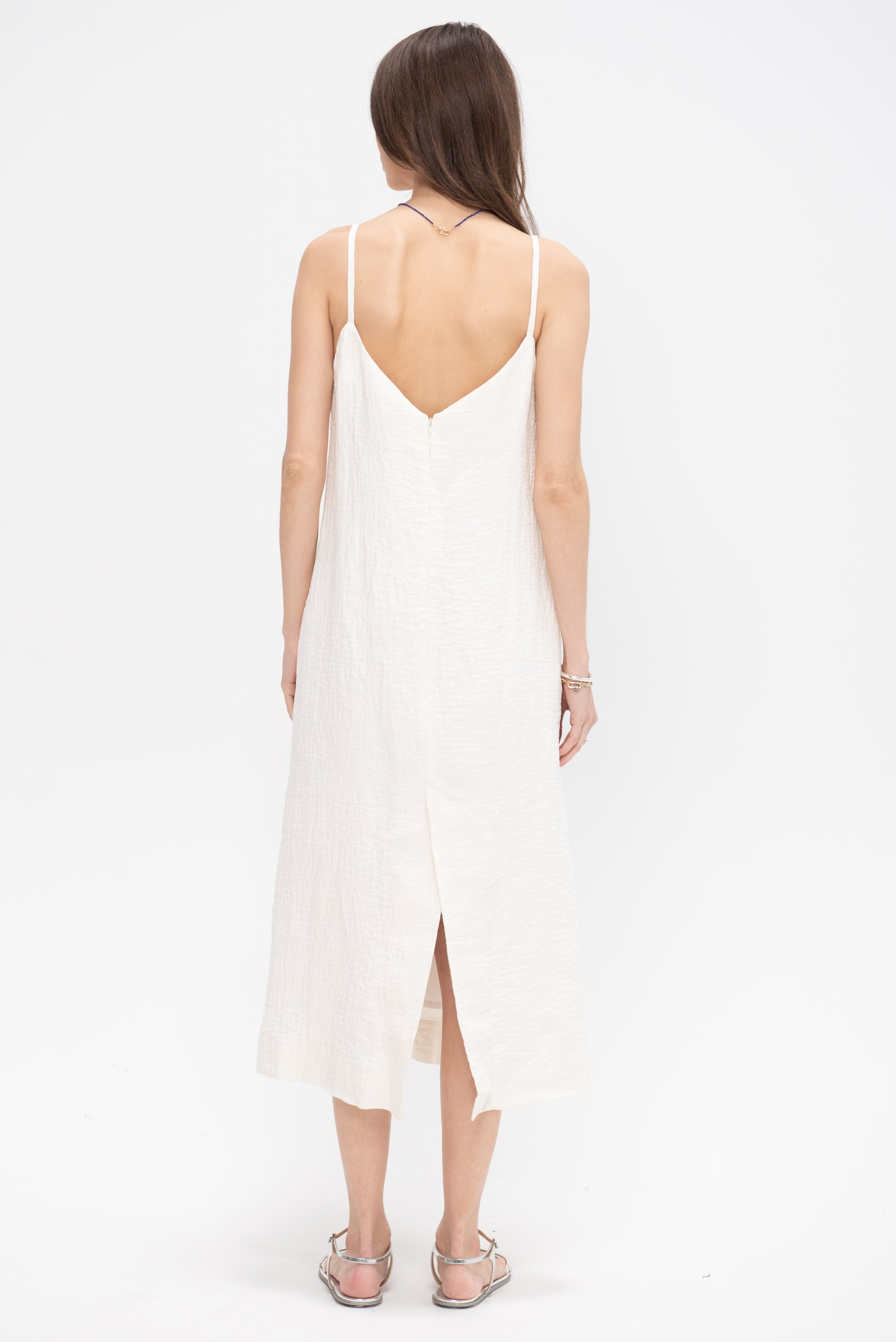 Danae - Crinkle Strap Dress, Parchment