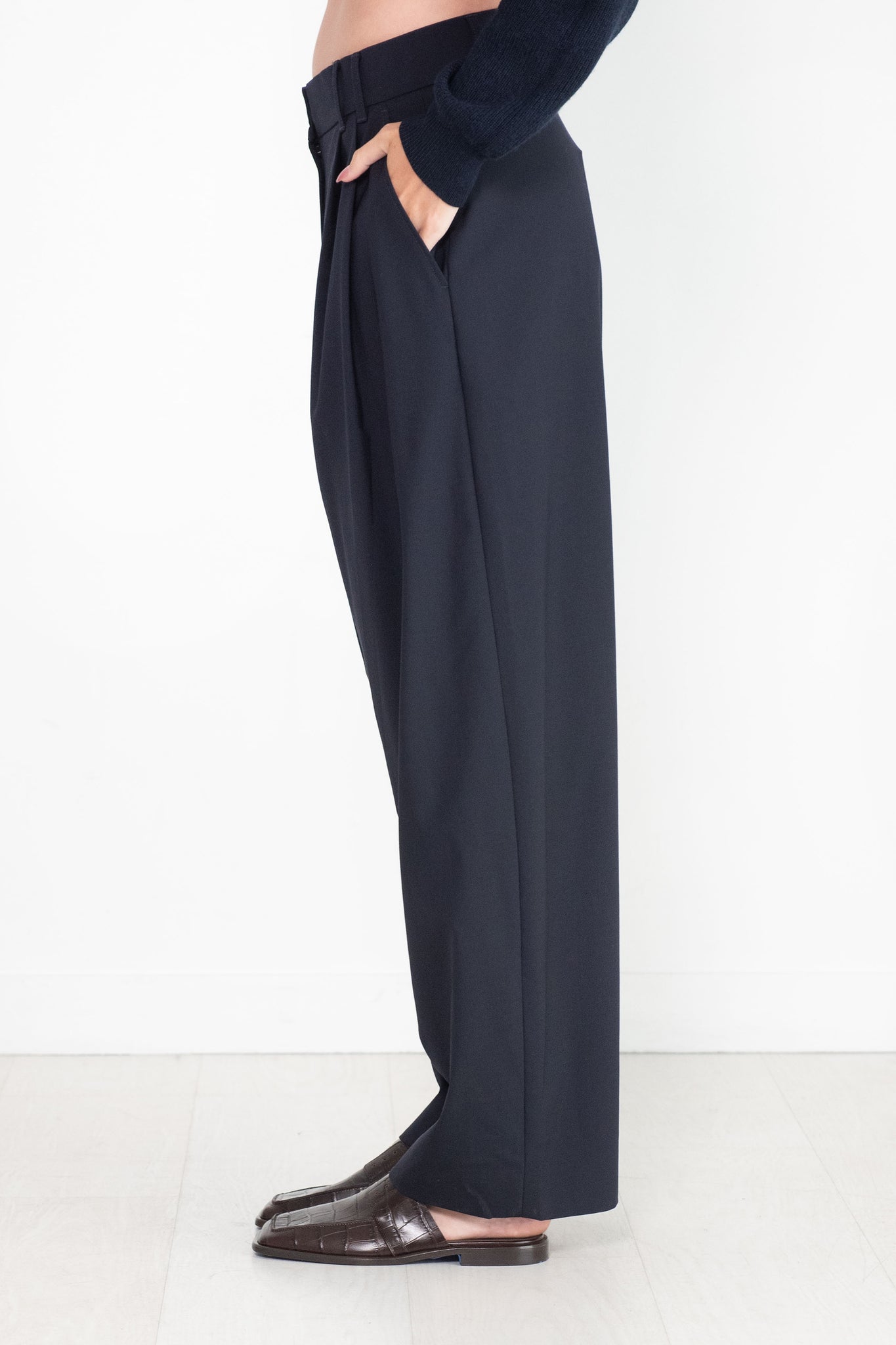 Studio Nicholson - Nika Double Pleat Curved Pant, Darkest Navy