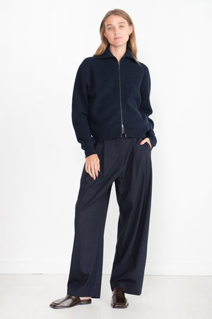Studio Nicholson - Nika Double Pleat Curved Pant, Darkest Navy