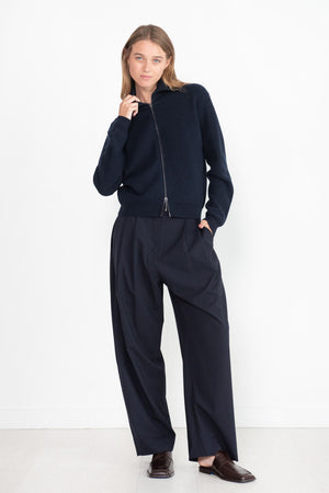 Studio Nicholson - Nika Double Pleat Curved Pant, Darkest Navy