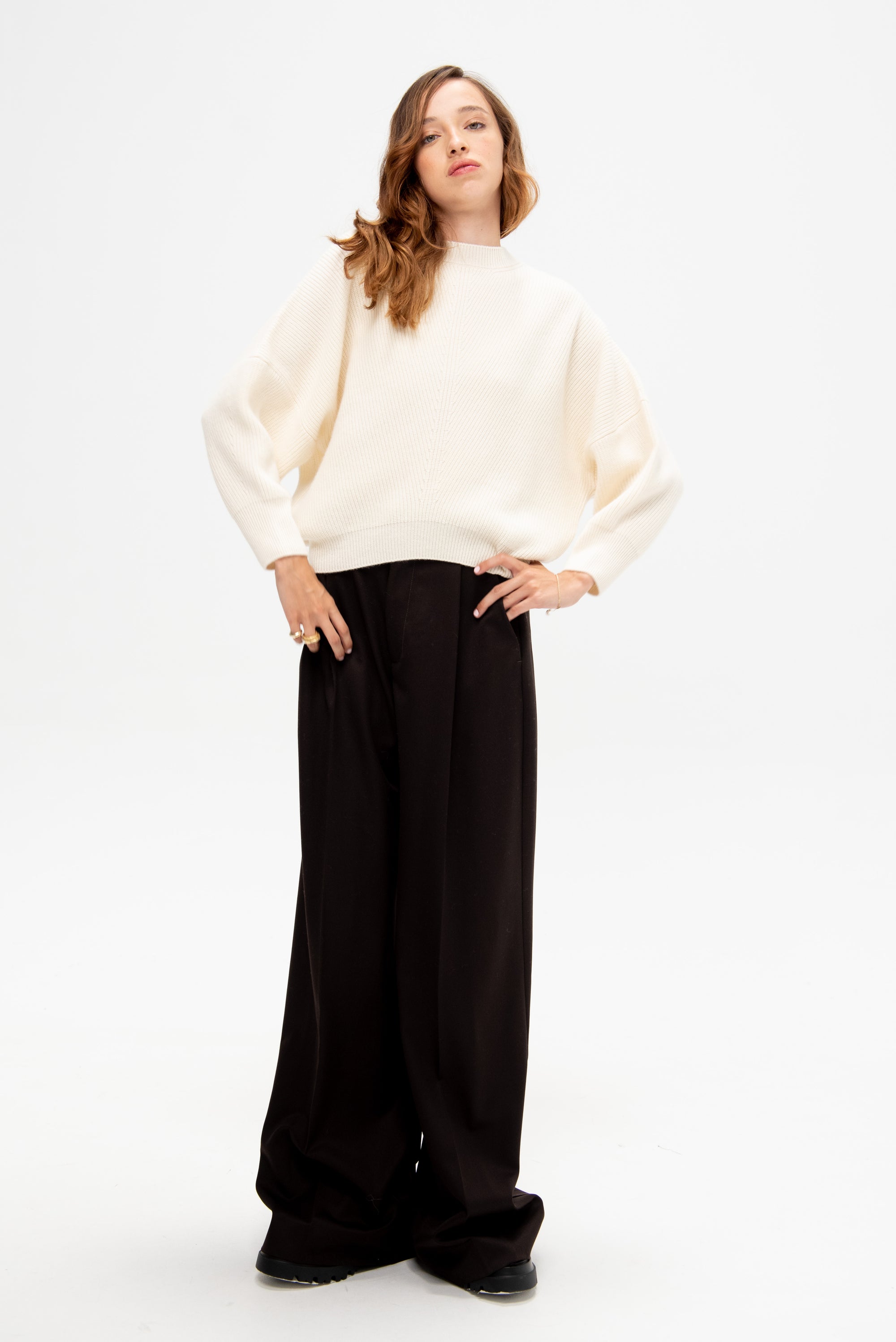 Er Bat Wing Sweater, Ivory