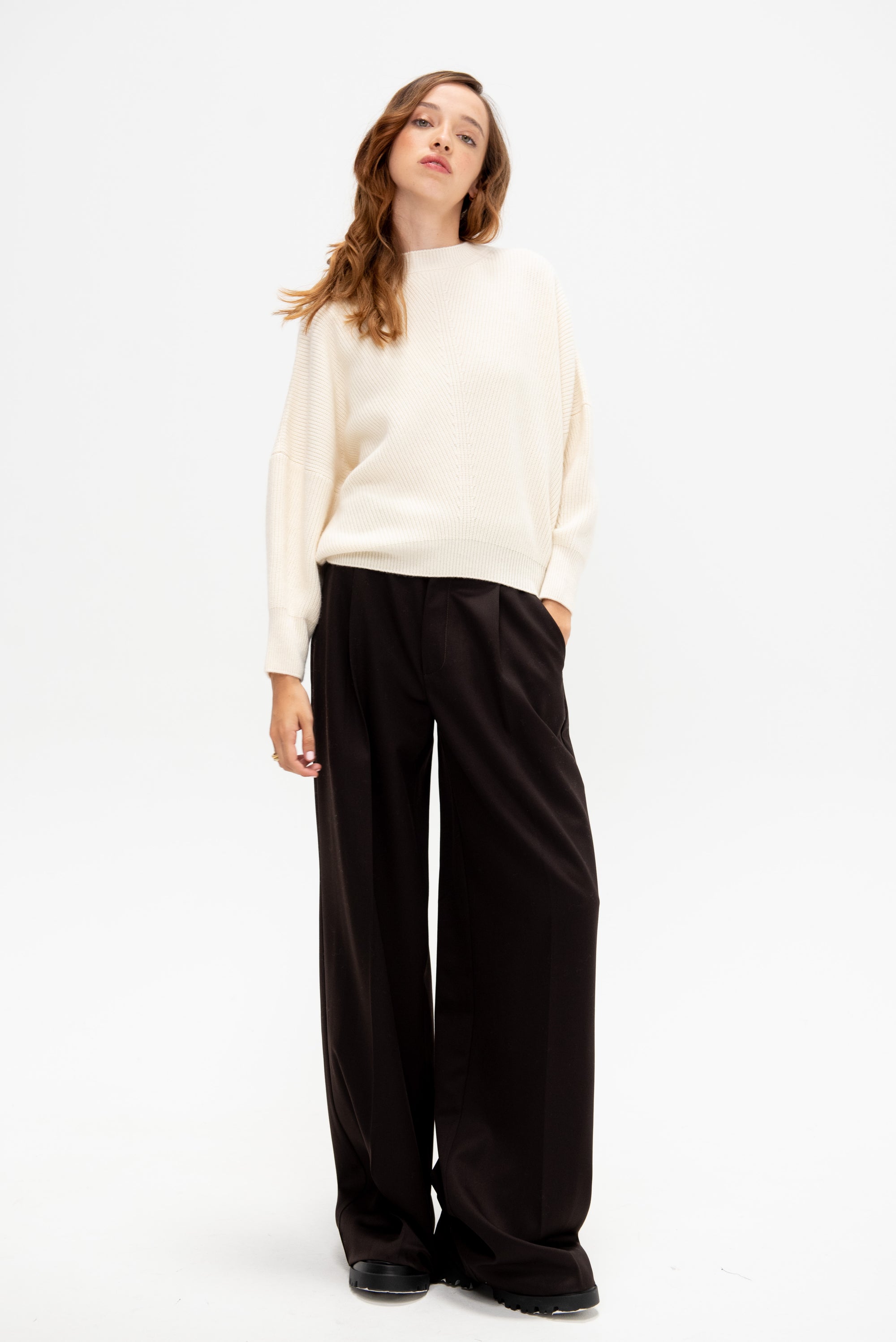 Er Bat Wing Sweater, Ivory