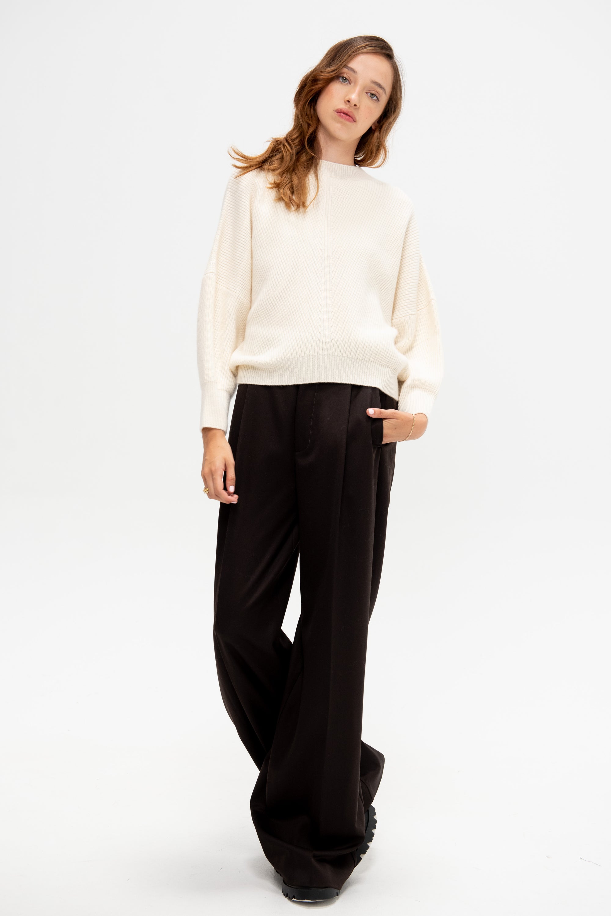 Er Bat Wing Sweater, Ivory