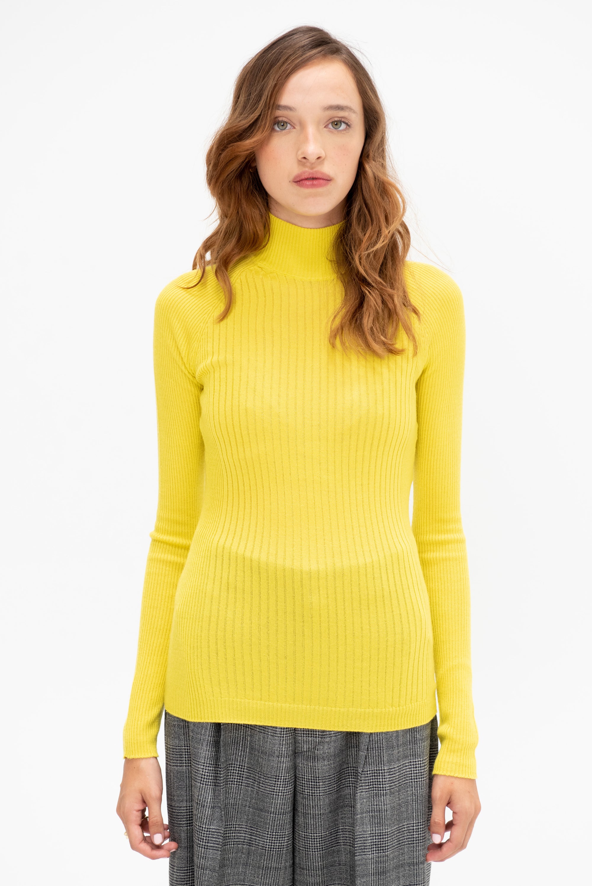 Ribbed Lupetto Sweater, Yellow