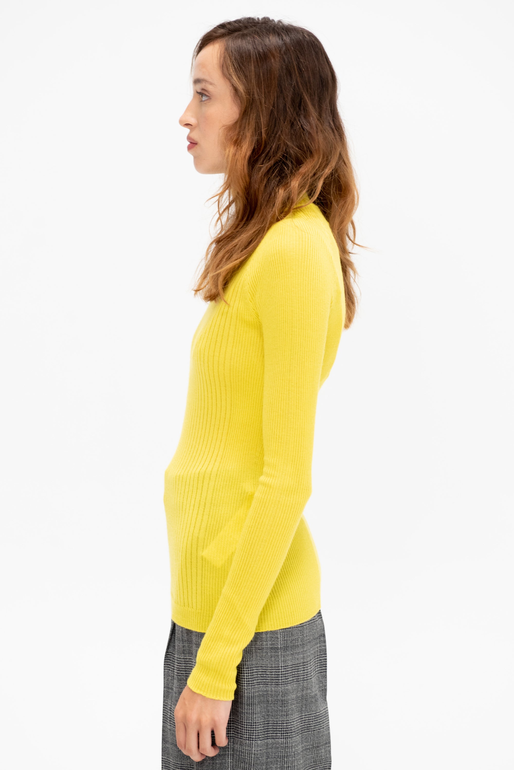 Ribbed Lupetto Sweater, Yellow