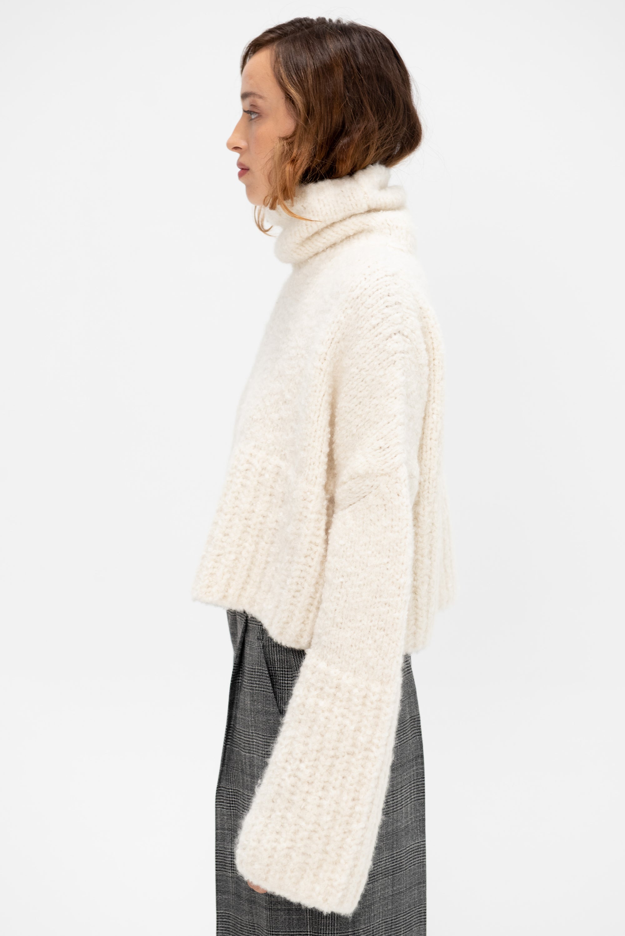 Teddy High Neck Sweater, Ivory